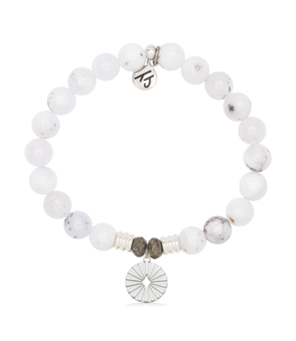 TJAZELLE Prayers of Strength Bracelet in White Chalcedony & Silver