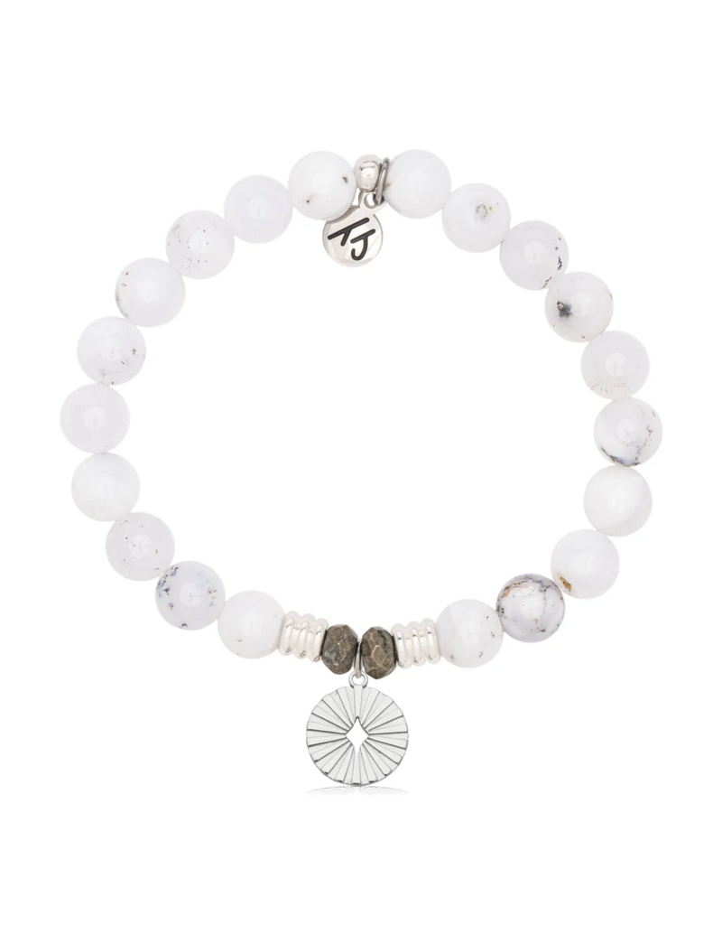 TJAZELLE Prayers of Strength Bracelet in White Chalcedony & Silver