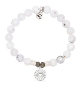 TJAZELLE Prayers of Love Bracelet in White Chalcedony & Silver