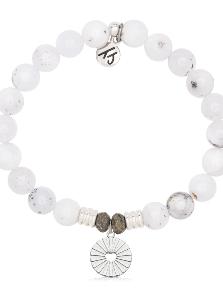 TJAZELLE Prayers of Love Bracelet in White Chalcedony & Silver