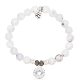 TJAZELLE Prayers of Angels Bracelet in White Chalcedony & Silver