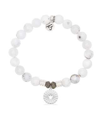 TJAZELLE Prayers of Angels Bracelet in White Chalcedony & Silver