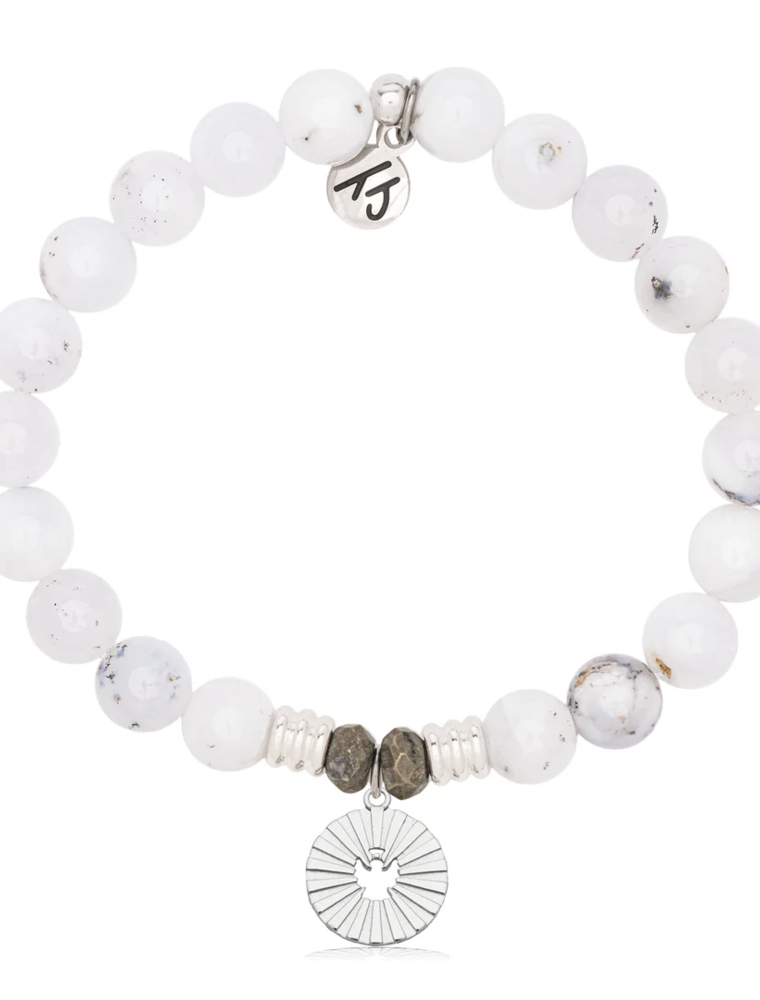 TJAZELLE Prayers of Angels Bracelet in White Chalcedony & Silver