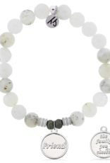 TJAZELLE Friend The Family You Choose Bracelet in White Chalcedony & Silver
