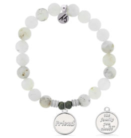 TJAZELLE Friend The Family You Choose Bracelet in White Chalcedony & Silver