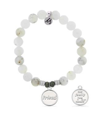 TJAZELLE Friend The Family You Choose Bracelet in White Chalcedony & Silver
