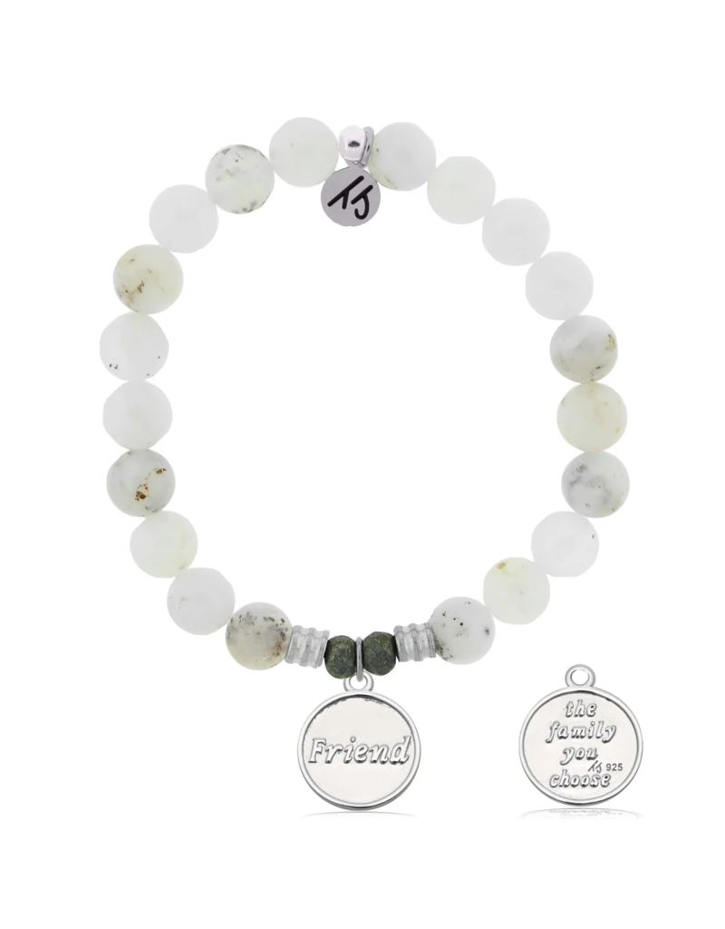 TJAZELLE Friend The Family You Choose Bracelet in White Chalcedony & Silver