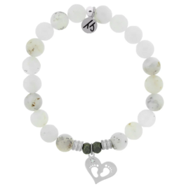 TJAZELLE Baby Feet Bracelet in White Chalcedony & Silver