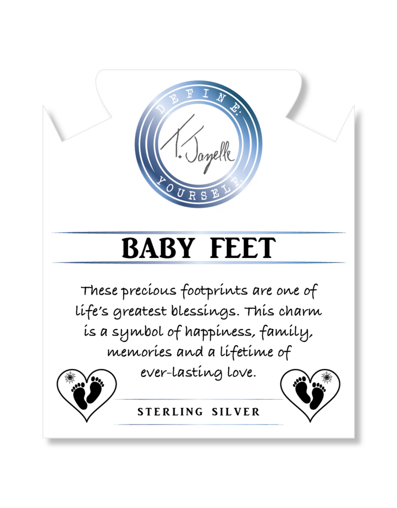 TJAZELLE Baby Feet Bracelet in White Chalcedony & Silver