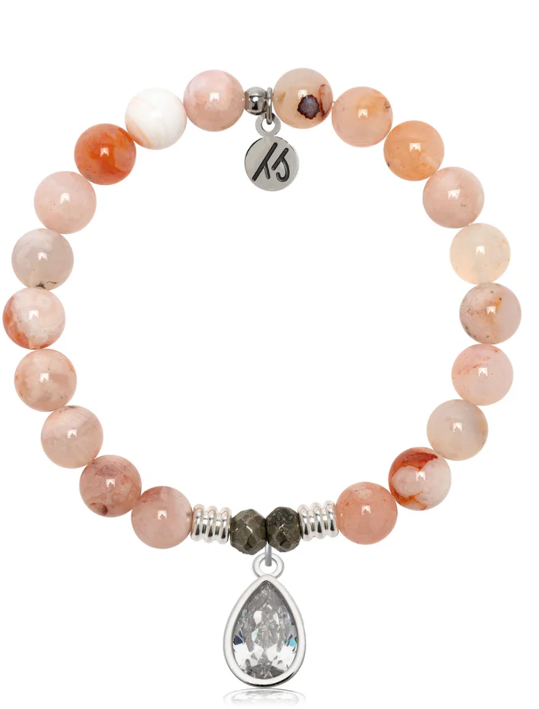 TJAZELLE Inner Beauty Bracelet in Sakura Agate & Silver