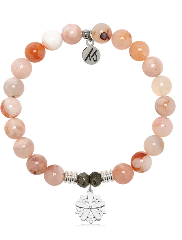 TJAZELLE Thank You Bracelet in Sakura Agate & Silver