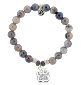 TJAZELLE Paw CZ Bracelet in Storm Agate