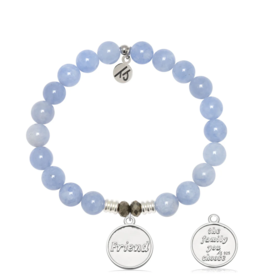 TJAZELLE Friend The Family You Choose Bracelet in Sky Blue Jade & Silver