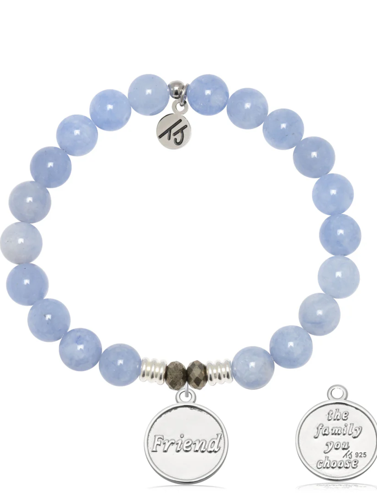 TJAZELLE Friend The Family You Choose Bracelet in Sky Blue Jade & Silver