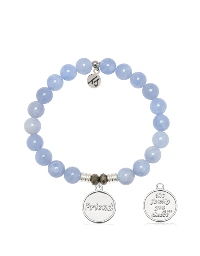 TJAZELLE Friend The Family You Choose Bracelet in Sky Blue Jade & Silver