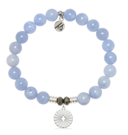 TJAZELLE Prayers of Strength Bracelet in Sky Blue Jade & Silver