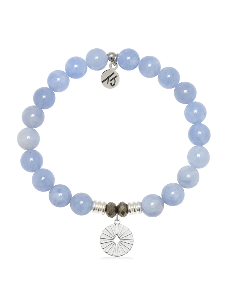 TJAZELLE Prayers of Strength Bracelet in Sky Blue Jade & Silver