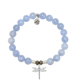 TJAZELLE Dragonfly Bracelet in Sky Blue Jade & Silver