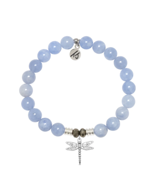 TJAZELLE Dragonfly Bracelet in Sky Blue Jade & Silver