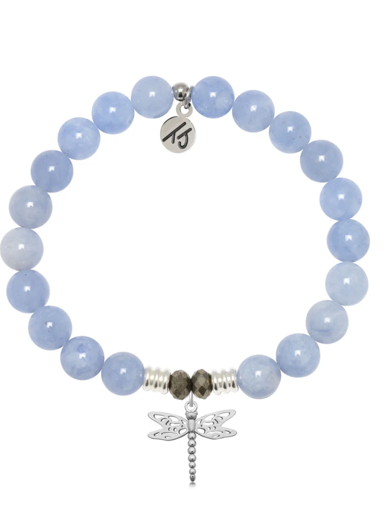 TJAZELLE Dragonfly Bracelet in Sky Blue Jade & Silver