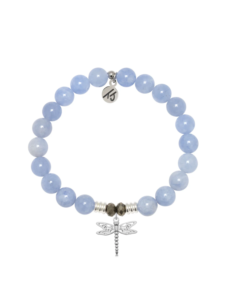 TJAZELLE Dragonfly Bracelet in Sky Blue Jade & Silver