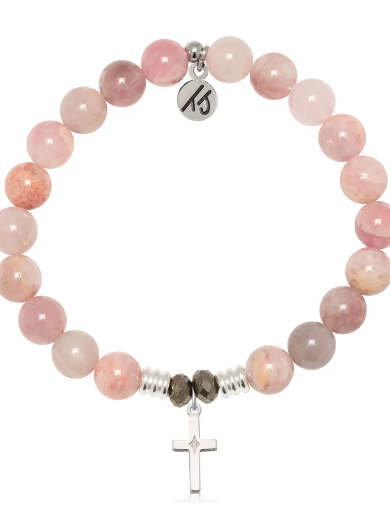 TJAZELLE Cross CZ Bracelet in Madagascar Quartz & Silver