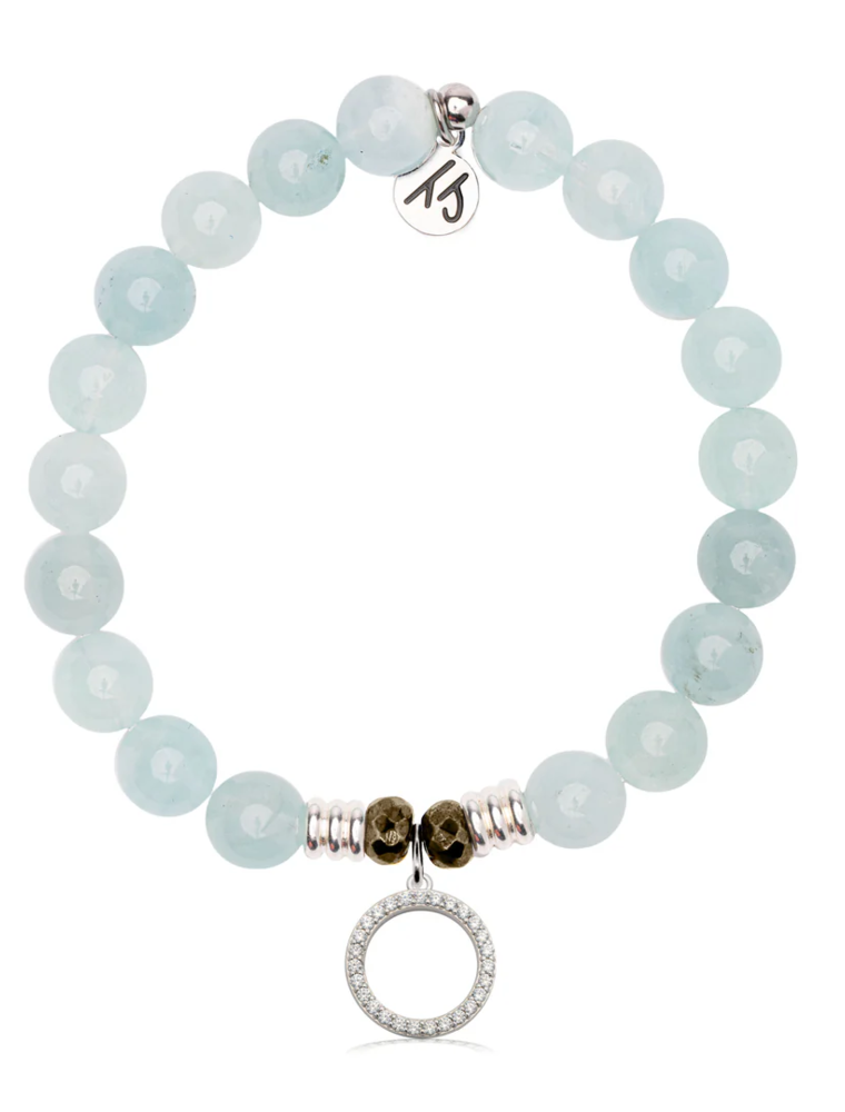 TJAZELLE Good Karma Bracelet in Blue Aquamarine & Silver