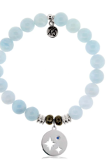 TJAZELLE Mother and Son Bracelet in Blue Aquamarine & Silver