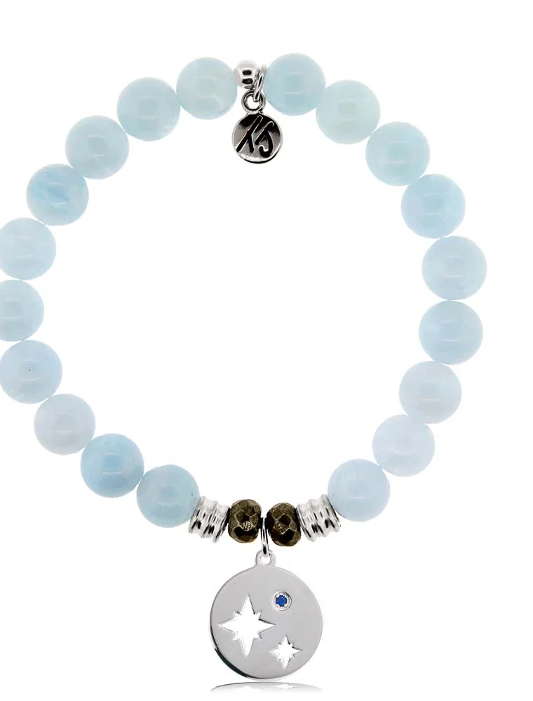 TJAZELLE Mother and Son Bracelet in Blue Aquamarine & Silver