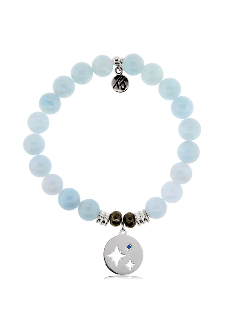 TJAZELLE Mother and Son Bracelet in Blue Aquamarine & Silver