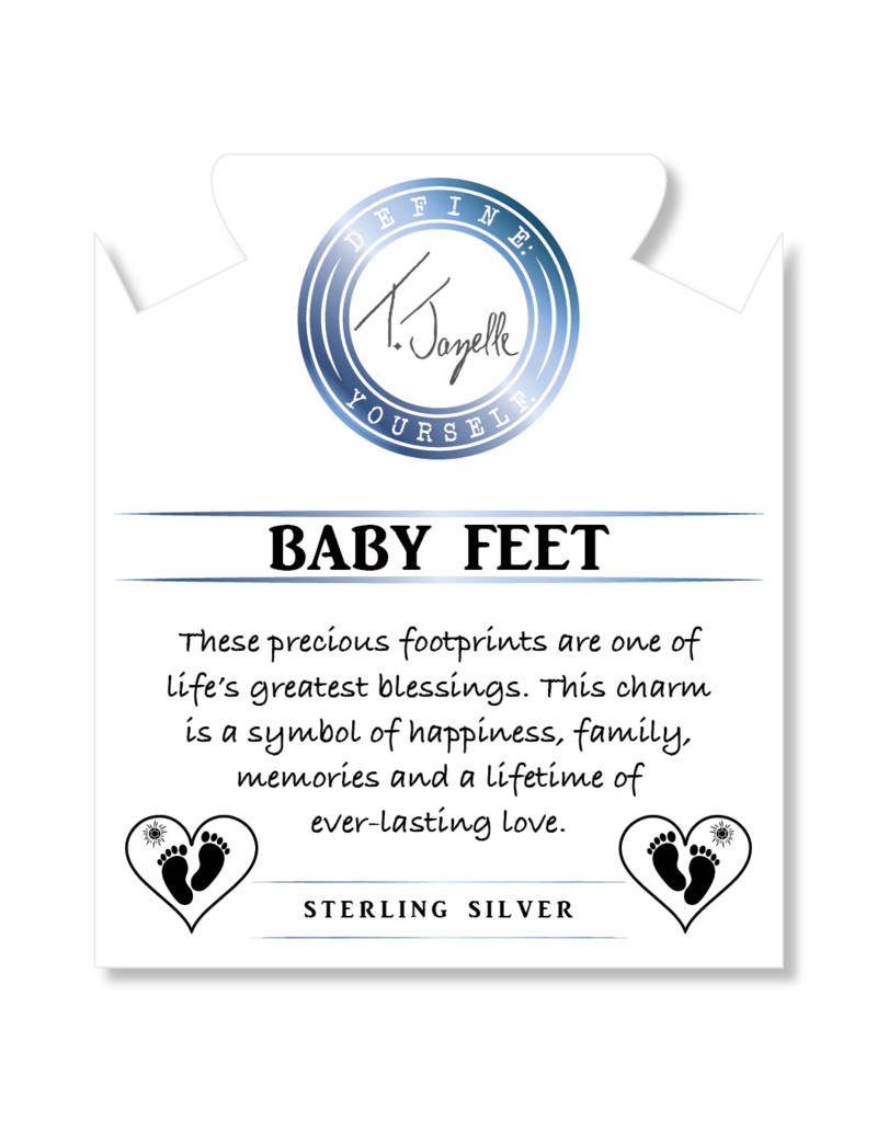 TJAZELLE Baby Feet Bracelet in Blue Aquamarine & Silver