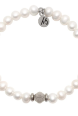 TJAZELLE Friendship Knot Bracelet in Pearl & Silver