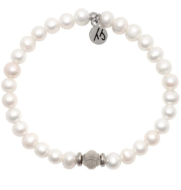 TJAZELLE Friendship Knot Bracelet in Pearl & Silver