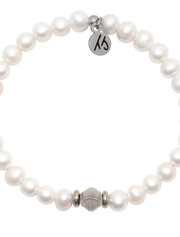 TJAZELLE Friendship Knot Bracelet in Pearl & Silver