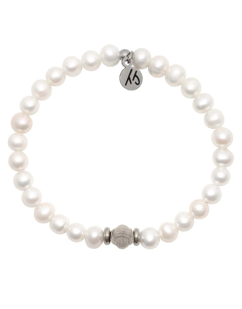 TJAZELLE Friendship Knot Bracelet in Pearl & Silver