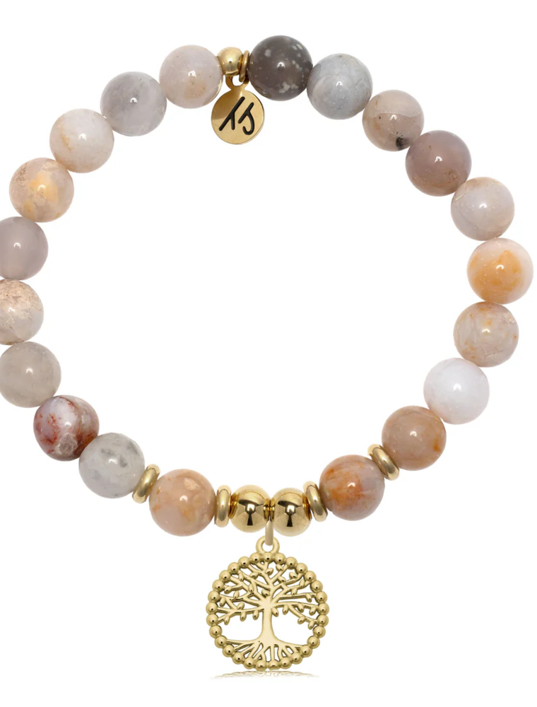 TJAZELLE Family Tree Bracelet in Australian Agate & Gold