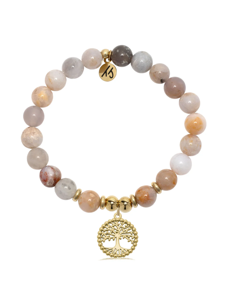 TJAZELLE Family Tree Bracelet in Australian Agate & Gold