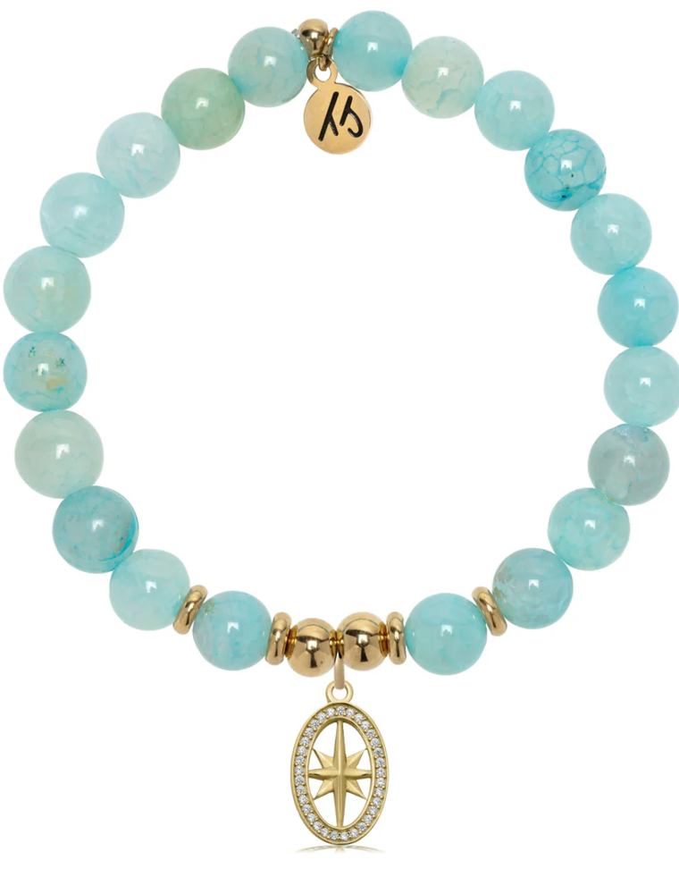TJAZELLE Unstoppable Bracelet in Aqua Fire Agate & Gold