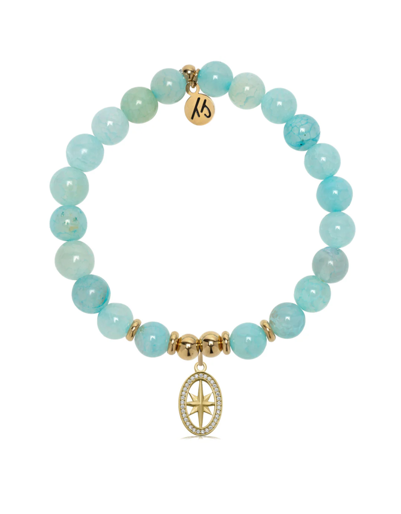 TJAZELLE Unstoppable Bracelet in Aqua Fire Agate & Gold