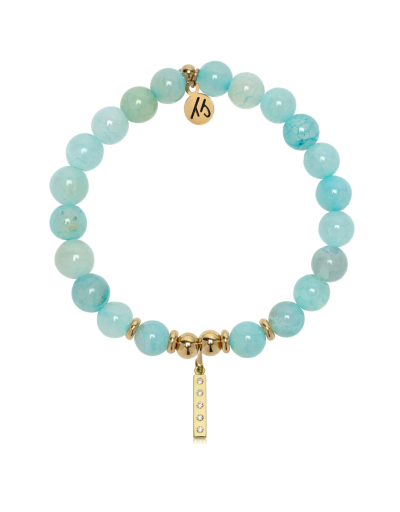 TJAZELLE Intentions Bracelet in Aqua Fire Agate & Gold