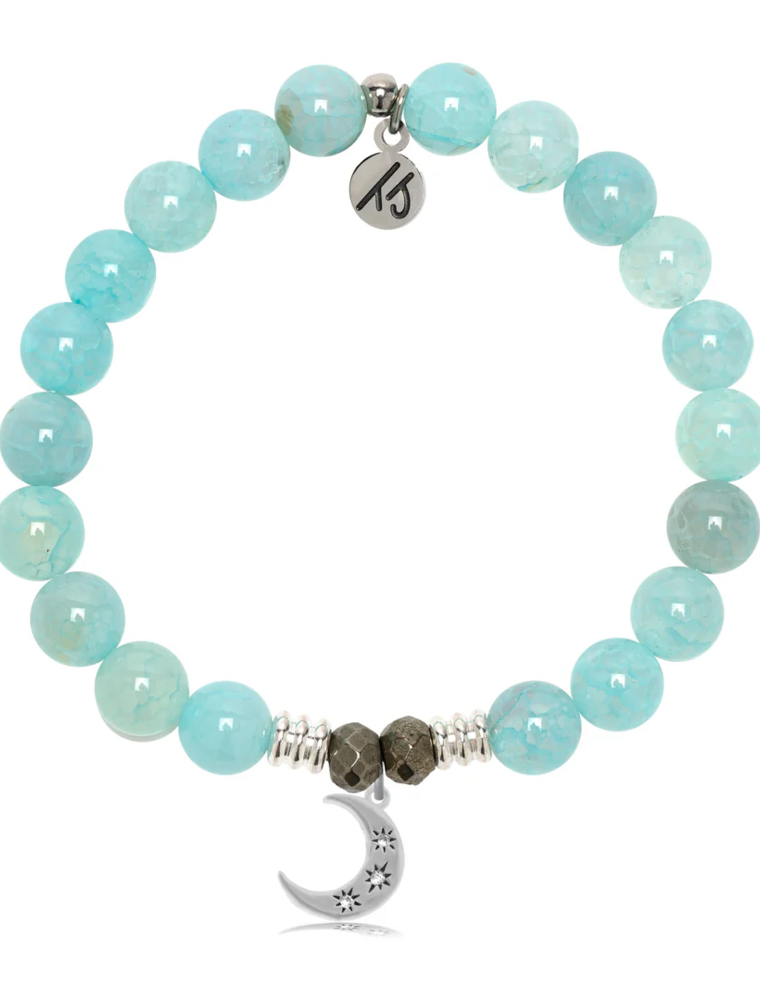 TJAZELLE Friendship Stars Bracelet in Aqua Fire Agate & Silver