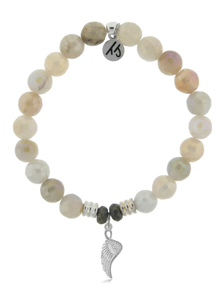TJAZELLE Angel Blessings Bracelet in Moonstone & Silver