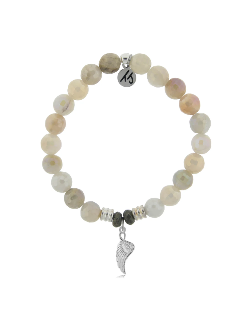 TJAZELLE Angel Blessings Bracelet in Moonstone & Silver