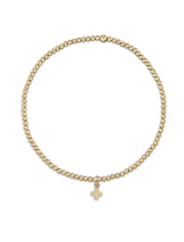 ENEWTON DESIGN Classic Gold 2mm Bead Bracelet - Gold Small Signature Cross Charm