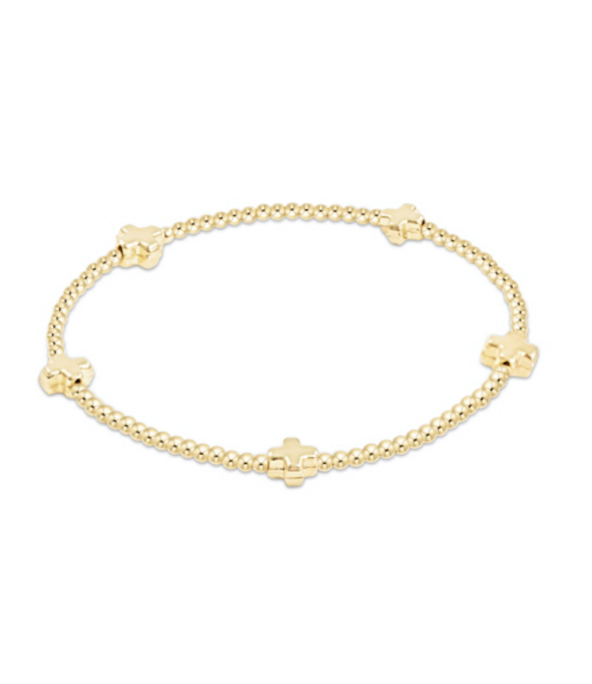 Signature Cross Pattern 2mm Bead Bracelet - Gold