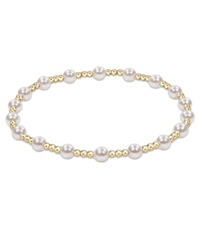 Classic Sincerity Pattern 4mm Bead Bracelet - Pearl/Gold