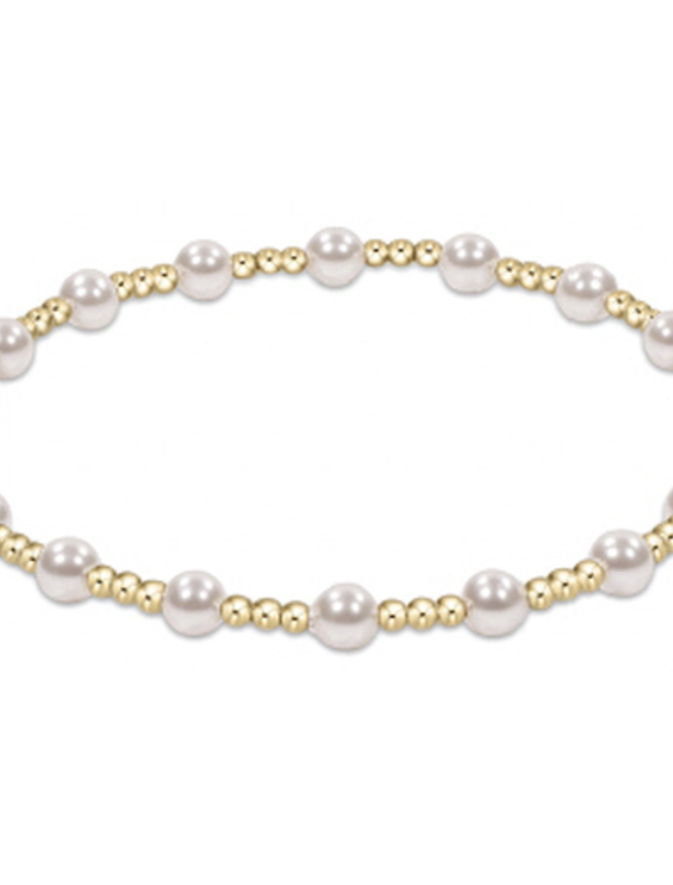 ENEWTON DESIGN Classic Sincerity Pattern 4mm Bead Bracelet - Pearl/Gold