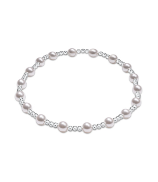 Classic Sincerity Pattern 4mm Bead Bracelet - Pearl/Silver