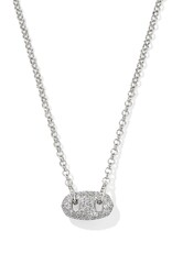 KENDRA SCOTT DESIGN Bailey Silver Pave Short Pendant Necklace in White Crystal