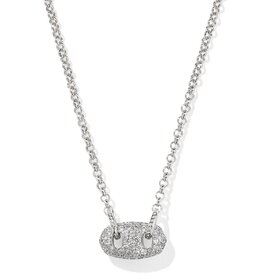 KENDRA SCOTT DESIGN Bailey Silver Pave Short Pendant Necklace in White Crystal